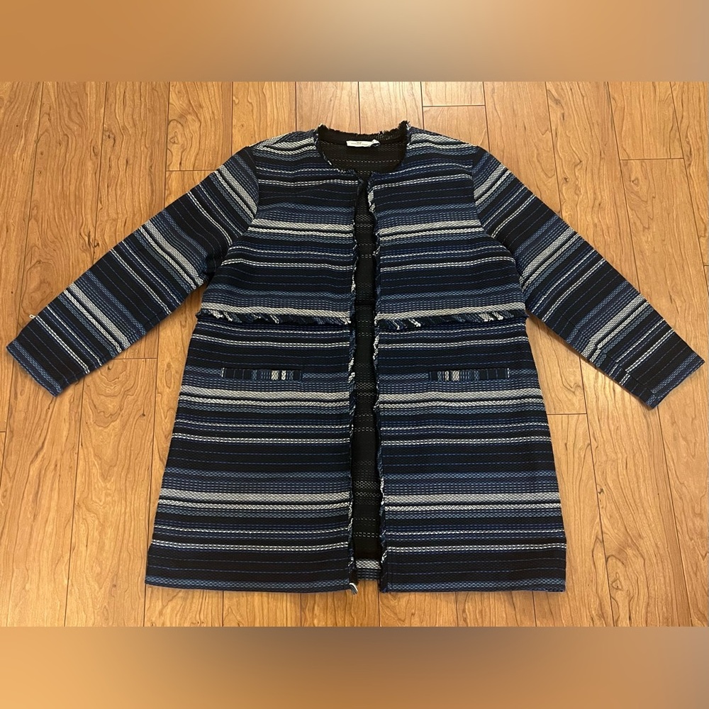 Vineyard Vines Extra Large Women's Striped Woven Cotton Jacket Deep Bay Blue